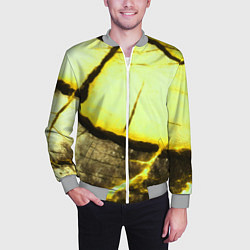 Бомбер мужской Трещины на абстрактном жёлтом фоне, цвет: 3D-меланж — фото 2