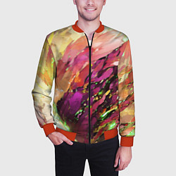 Бомбер мужской Красно-жёлтая абстракция, цвет: 3D-красный — фото 2