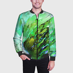 Бомбер мужской Зелёная абстракция, цвет: 3D-черный — фото 2