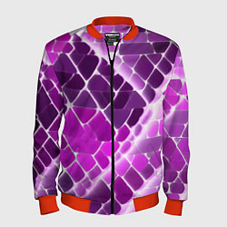 Бомбер мужской Фиолетовые рельефные плитки и белое свечение, цвет: 3D-красный