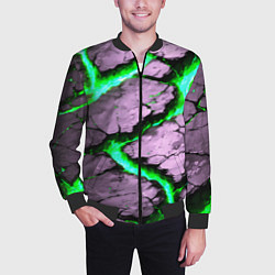 Бомбер мужской Треснувший камень зелёный, цвет: 3D-черный — фото 2