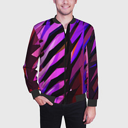 Бомбер мужской Фиолетово -чёрная абстракция, цвет: 3D-черный — фото 2