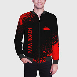 Бомбер мужской Papa Roach - red gradient вертикально, цвет: 3D-черный — фото 2