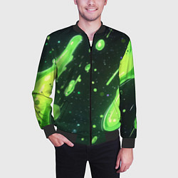Бомбер мужской Зеленые кислотные брызги, цвет: 3D-черный — фото 2