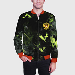 Бомбер мужской Зеленая краска в виде камуфляжа, цвет: 3D-красный — фото 2