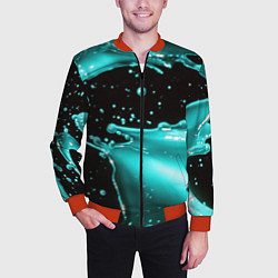 Бомбер мужской Разрыв голубой краски, цвет: 3D-красный — фото 2