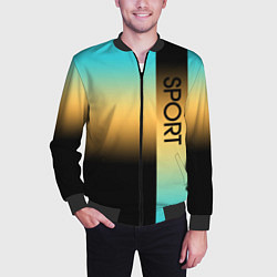 Бомбер мужской Sport бирюзово-жёлто-чёрный градиент с полосой, цвет: 3D-черный — фото 2