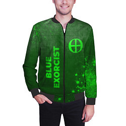 Бомбер мужской Blue Exorcist - green gradient вертикально, цвет: 3D-черный — фото 2