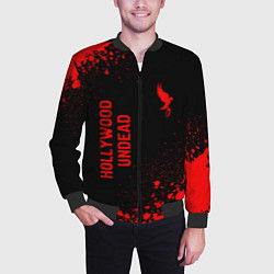 Бомбер мужской Hollywood Undead - red gradient вертикально, цвет: 3D-черный — фото 2