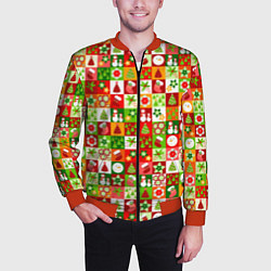 Бомбер мужской Новогодние снеговики и снежные бабы, цвет: 3D-красный — фото 2