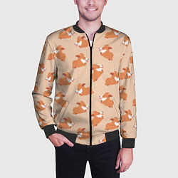 Бомбер мужской Паттерн с забавными щенками породы корги, цвет: 3D-черный — фото 2