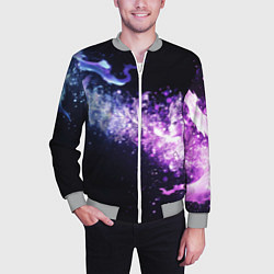 Бомбер мужской Фиолетово-синяя абстрактная волна, цвет: 3D-меланж — фото 2