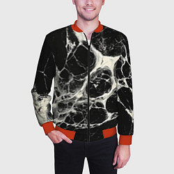 Бомбер мужской Бело-черная потертая текстура, цвет: 3D-красный — фото 2