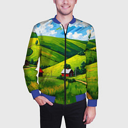 Бомбер мужской Русская деревенька, цвет: 3D-синий — фото 2