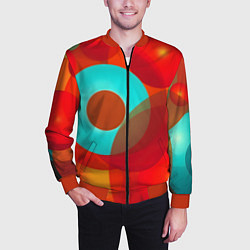 Бомбер мужской Оптическая абстракция с кругами, цвет: 3D-красный — фото 2