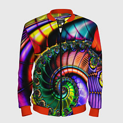 Бомбер мужской Фрактальный узор неоновый, цвет: 3D-красный