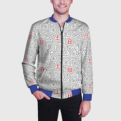 Бомбер мужской Серые будни и красные выходные иероглифами, цвет: 3D-синий — фото 2