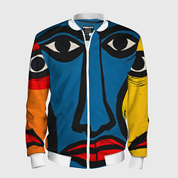 Бомбер мужской Арт с лицами, цвет: 3D-белый