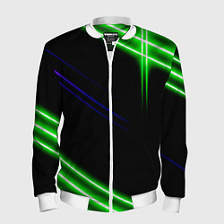 Бомбер мужской Green pink purple line, цвет: 3D-белый