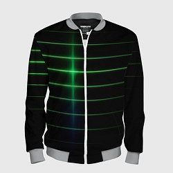 Мужской бомбер The line is green and black