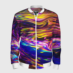 Бомбер мужской Неоновые полосы текстура, цвет: 3D-белый