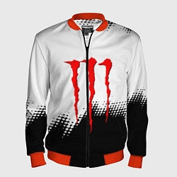 Бомбер мужской Monster energy чёрно белые краски, цвет: 3D-красный