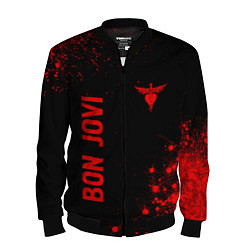Бомбер мужской Bon Jovi - red gradient вертикально, цвет: 3D-черный