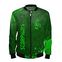 Бомбер мужской Scorpions - green gradient вертикально, цвет: 3D-черный
