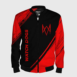 Бомбер мужской Watch Dogs - red gradient вертикально, цвет: 3D-черный
