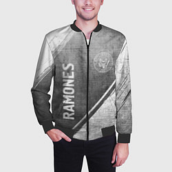 Бомбер мужской Ramones - grey gradient вертикально, цвет: 3D-черный — фото 2