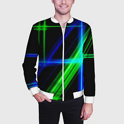 Бомбер мужской Color blue black green, цвет: 3D-белый — фото 2