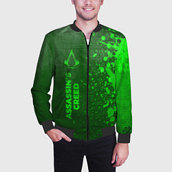 Бомбер мужской Assassins Creed - green gradient по-вертикали, цвет: 3D-черный — фото 2