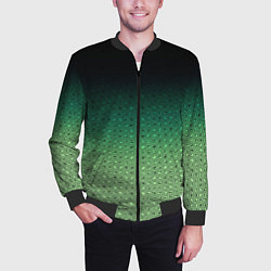 Бомбер мужской Чёрно-зелёный градиент с узором, цвет: 3D-черный — фото 2