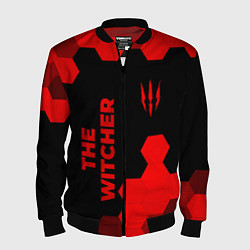 Бомбер мужской The Witcher - red gradient вертикально, цвет: 3D-черный