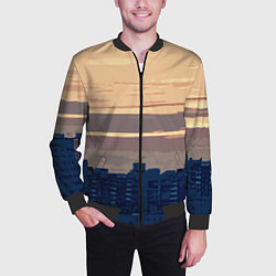 Бомбер мужской Городской пейзаж стилизованный, цвет: 3D-черный — фото 2
