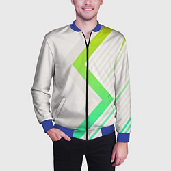 Бомбер мужской Color white line green, цвет: 3D-синий — фото 2