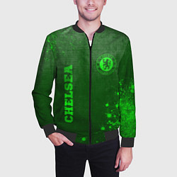 Бомбер мужской Chelsea - green gradient вертикально, цвет: 3D-черный — фото 2