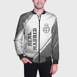 Бомбер мужской Real Madrid - white gradient вертикально, цвет: 3D-черный — фото 2