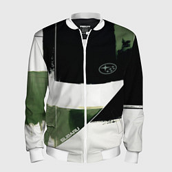 Бомбер мужской Subaru эмблема, цвет: 3D-белый