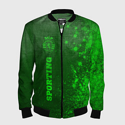 Бомбер мужской Sporting - green gradient по-вертикали, цвет: 3D-черный