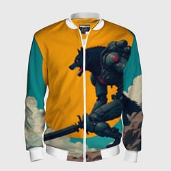 Бомбер мужской Киберчеловек-волк, цвет: 3D-белый