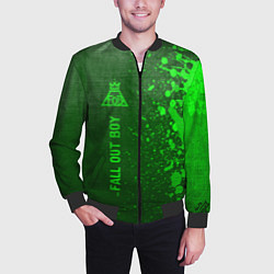 Бомбер мужской Fall Out Boy - green gradient по-вертикали, цвет: 3D-черный — фото 2