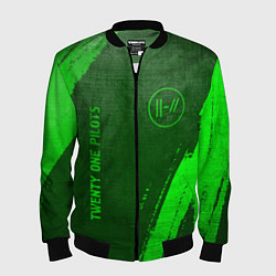 Бомбер мужской Twenty One Pilots - green gradient вертикально, цвет: 3D-черный