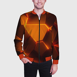 Бомбер мужской Оранжевые объемные пластины, цвет: 3D-красный — фото 2