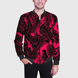 Бомбер мужской Чёрно-розовый абстрактные линии, цвет: 3D-черный — фото 2