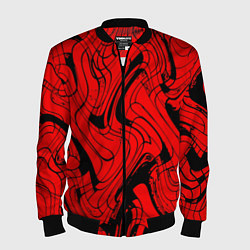 Бомбер мужской Чёрно-красный абстрактный линии, цвет: 3D-черный