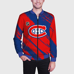 Бомбер мужской Монреаль Канадиенс - брызги, цвет: 3D-синий — фото 2