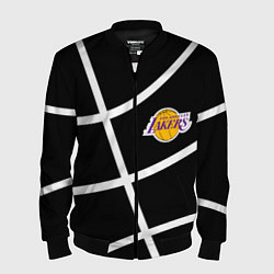 Бомбер мужской Лейкерс - текстура мяча, цвет: 3D-черный