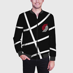 Бомбер мужской Трэйл Блэйзерс - черный мяч, цвет: 3D-черный — фото 2