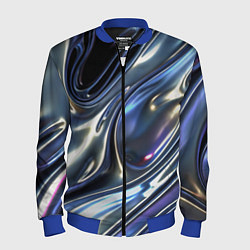 Бомбер мужской Серебро жидкий металл, цвет: 3D-синий